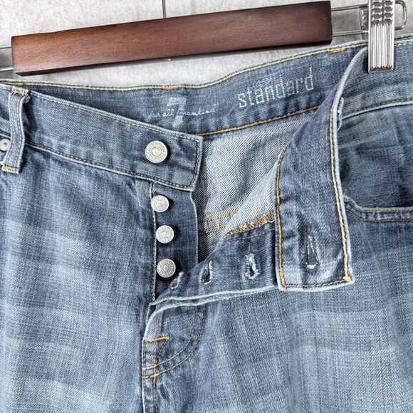 7 For All Mankind Jeans Mens 38(Fit 40x34) Standard Button Fly Straight Med Wash - Picture 5 of 13